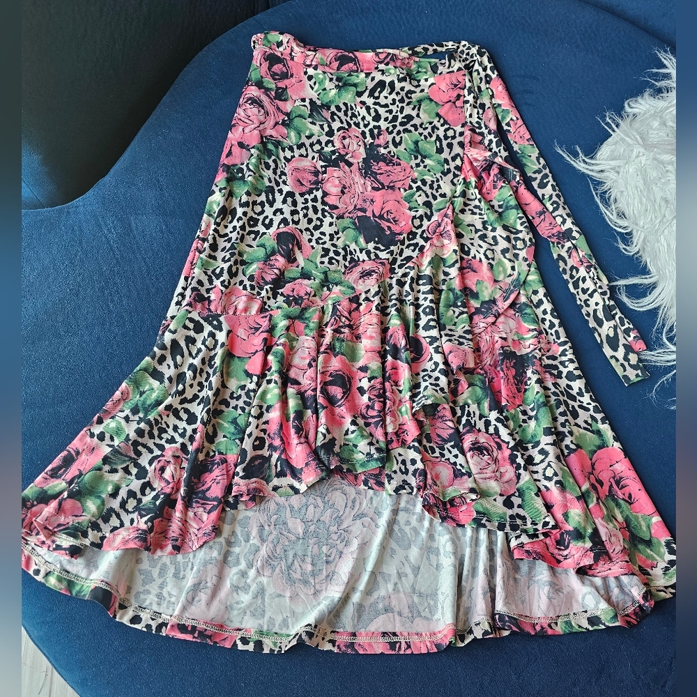 LuLaRoe Floral Leopard Print Bella Skirt